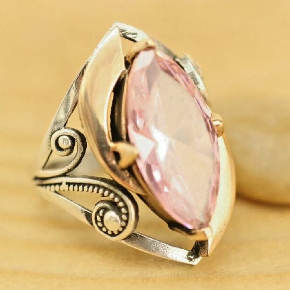 925 Sterling Silver Antique Turkish Quartz Ring
